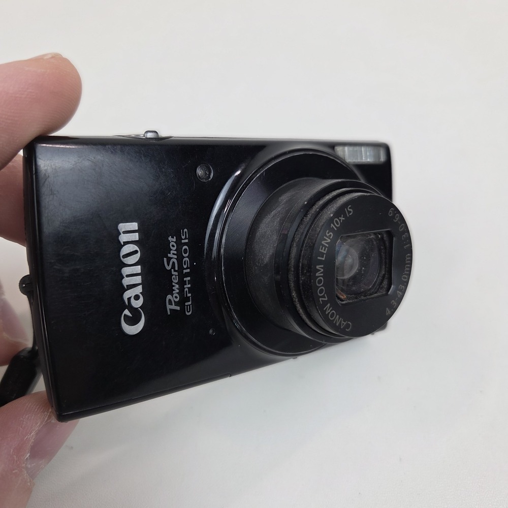 Canon Powershot ELPH 190 IS 10x Digital Camera Black Broken Cracked Display - Picture 5 of 16